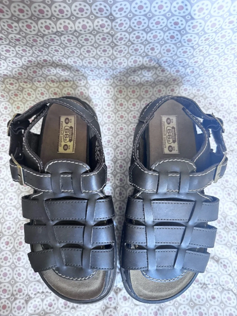 BRAND NEW! Vintage Route 66 Chunky Y2K Brown Leather Sandals - Men’s 10 / W11.5